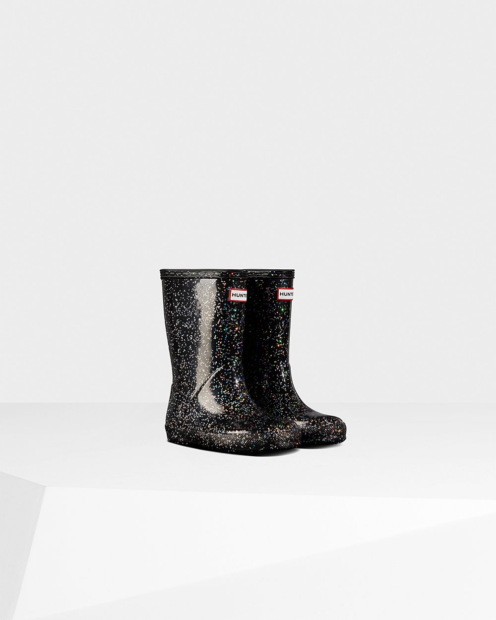 Botas de Lluvia Hunter Niños - Original First Giant Glitter - Negros - XRBQCLI-02